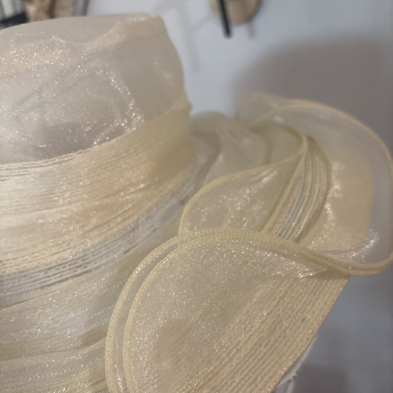 FORBUSITE Cream Off White Derby Style Church Lady Hat