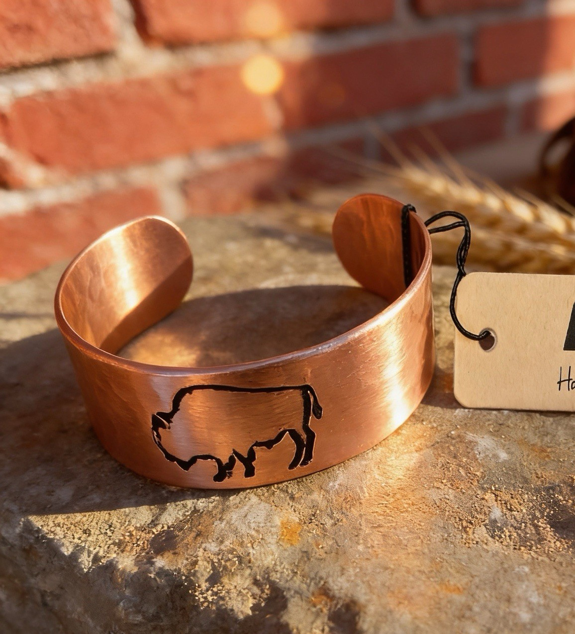 Handcrafted Buffalo Engraved Copper Bracelet...Ethically Sourced...Ships Free