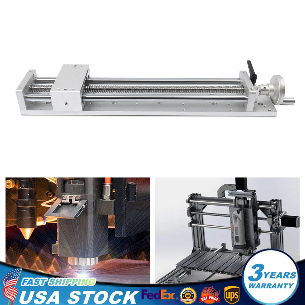 Linear Guide Rail 400mm Ballscrew XY Stage Sliding Table W/ Hand Wheel Lock