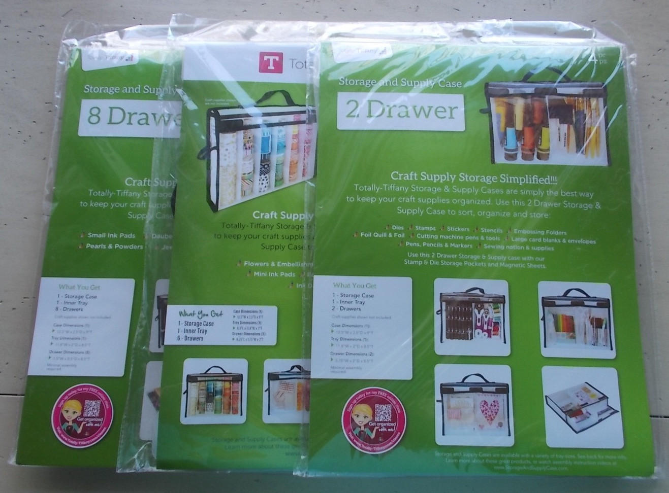 Lot 3 Totally Tiffany 2 6 8 Drawer Storage & Supply Cases Inner Trays & Drawers