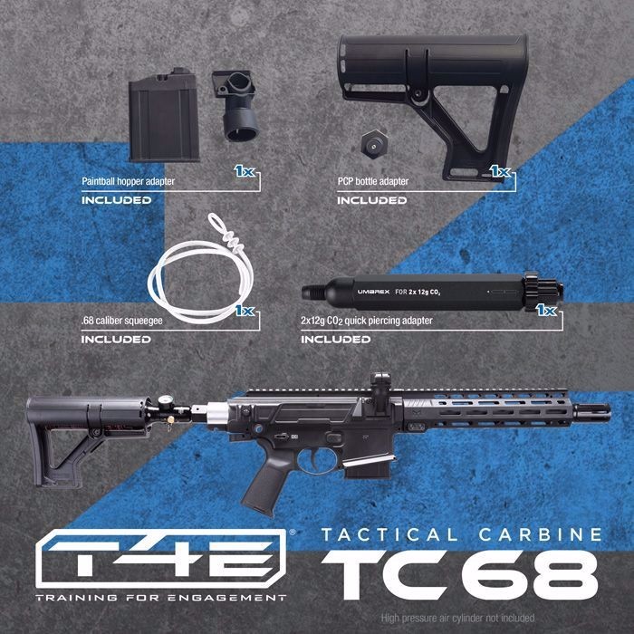 Umarex T4E TC 68 Paintball Woodsball FSR MagFed HPA/CO2 Rifle 20rd .68cal Black
