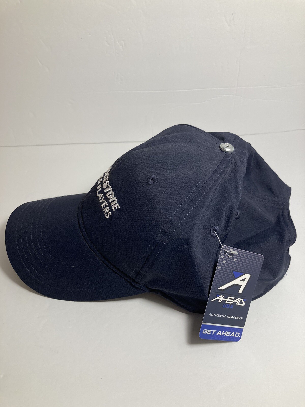 Bridgestone Senior Players Cap Hat Blue Adjustable Stretch Missing Button