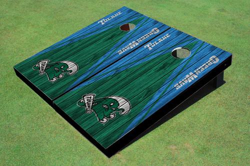 Tulane University Green and Unci Matching Wood Look Triangle Cornhole Boards