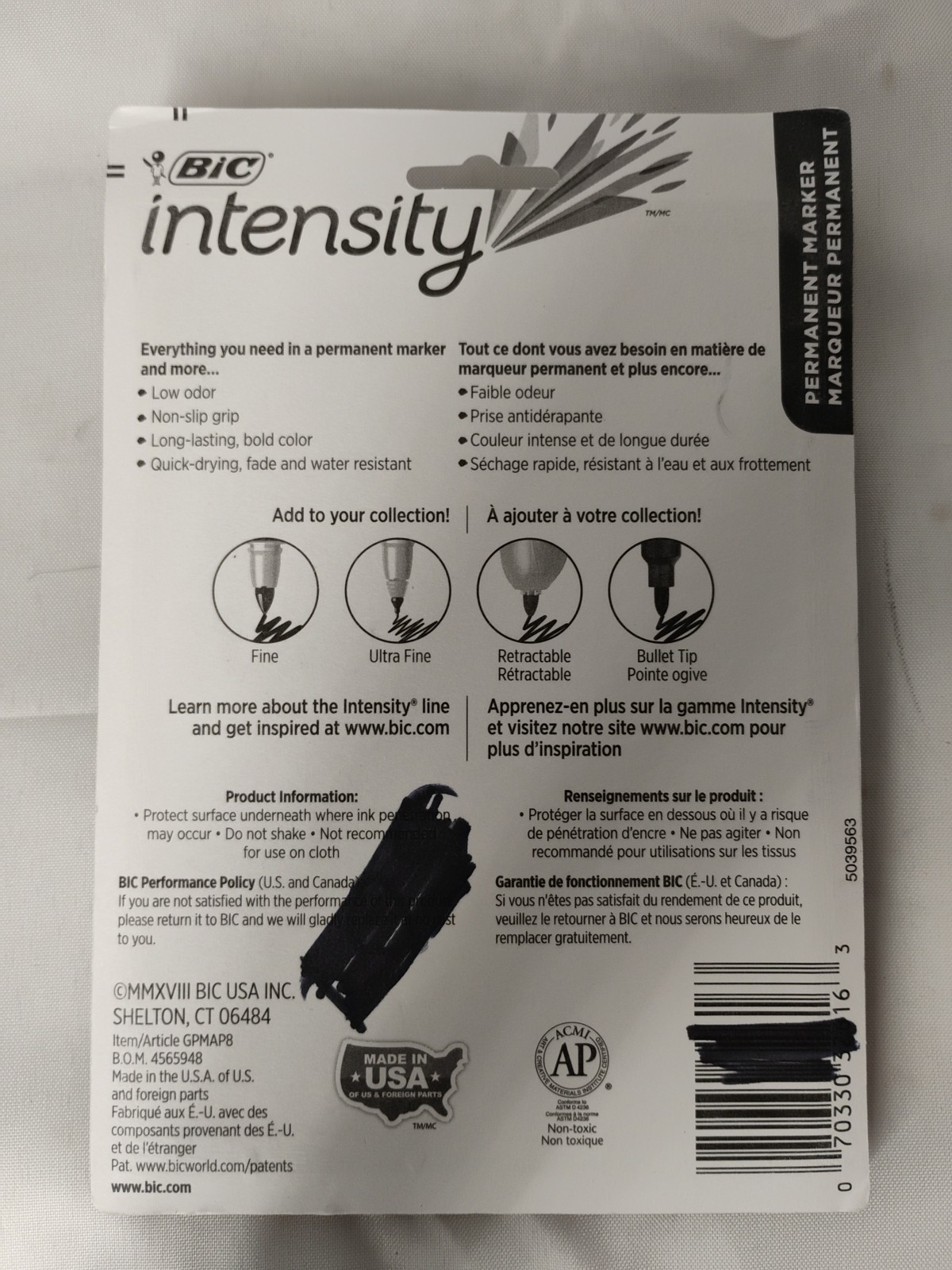 4x BIC Intensity Permanent Markers Fine Tip Assorted 8 Pack Unique Snap Cap BULK