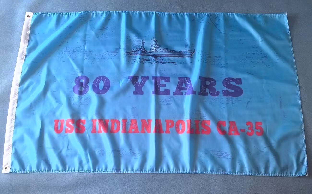 USN USS Indianapolis CA-35 80th Anniversary  3x5 ft Single-Sided Flag Banner