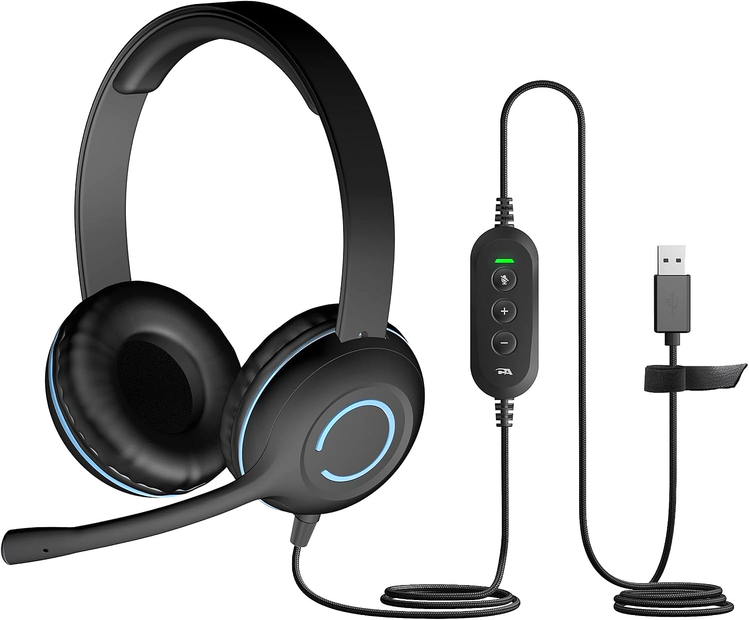 Cyber Acoustics AC-5008 USB Stereo Headset w/ Boom Mic & Playback Controls