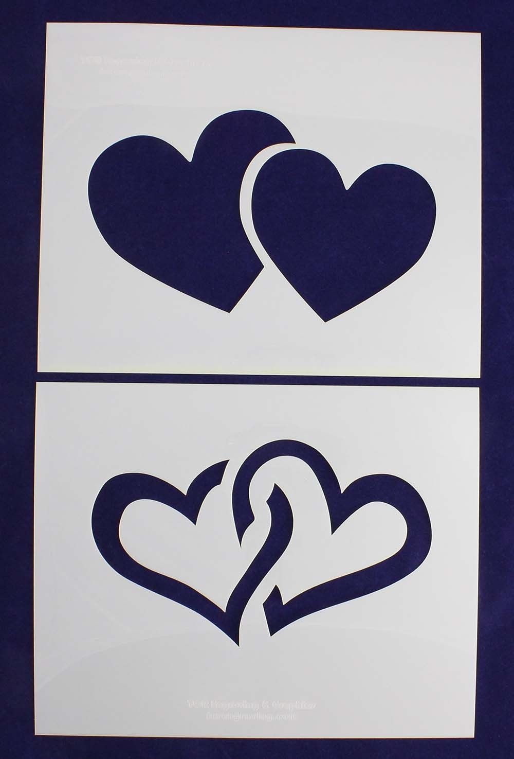 Large Heart Stencils -14 mil Mylar-2 Pc Set -8 x 10 Inches- Painting/Crafts