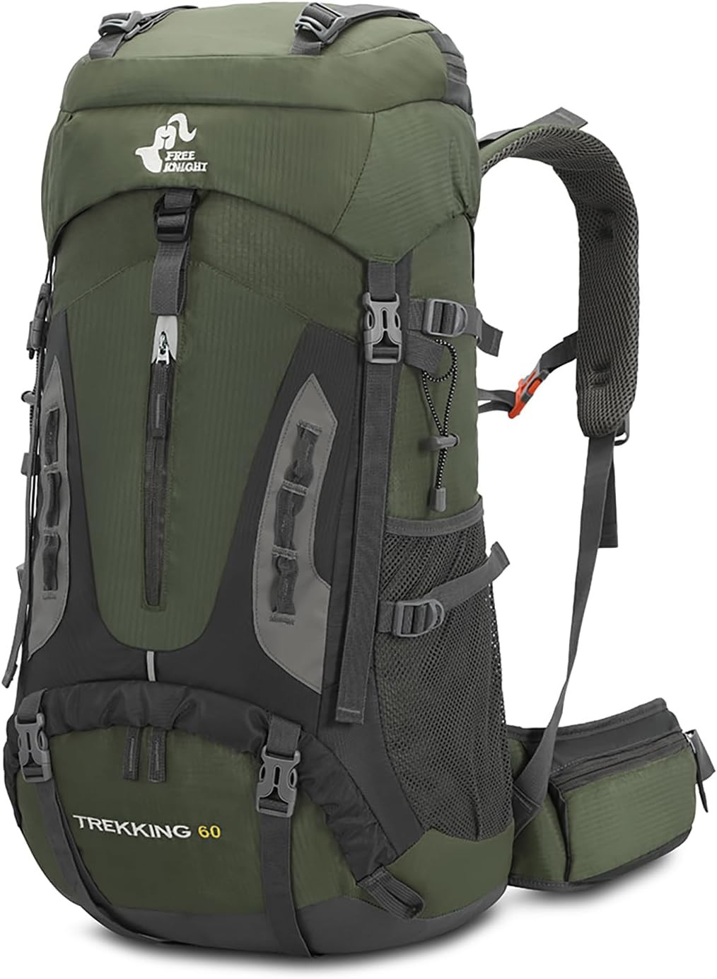 60L Hiking Camping Backpack Waterproof Travel Daypack Rain Cover Army Green Bag