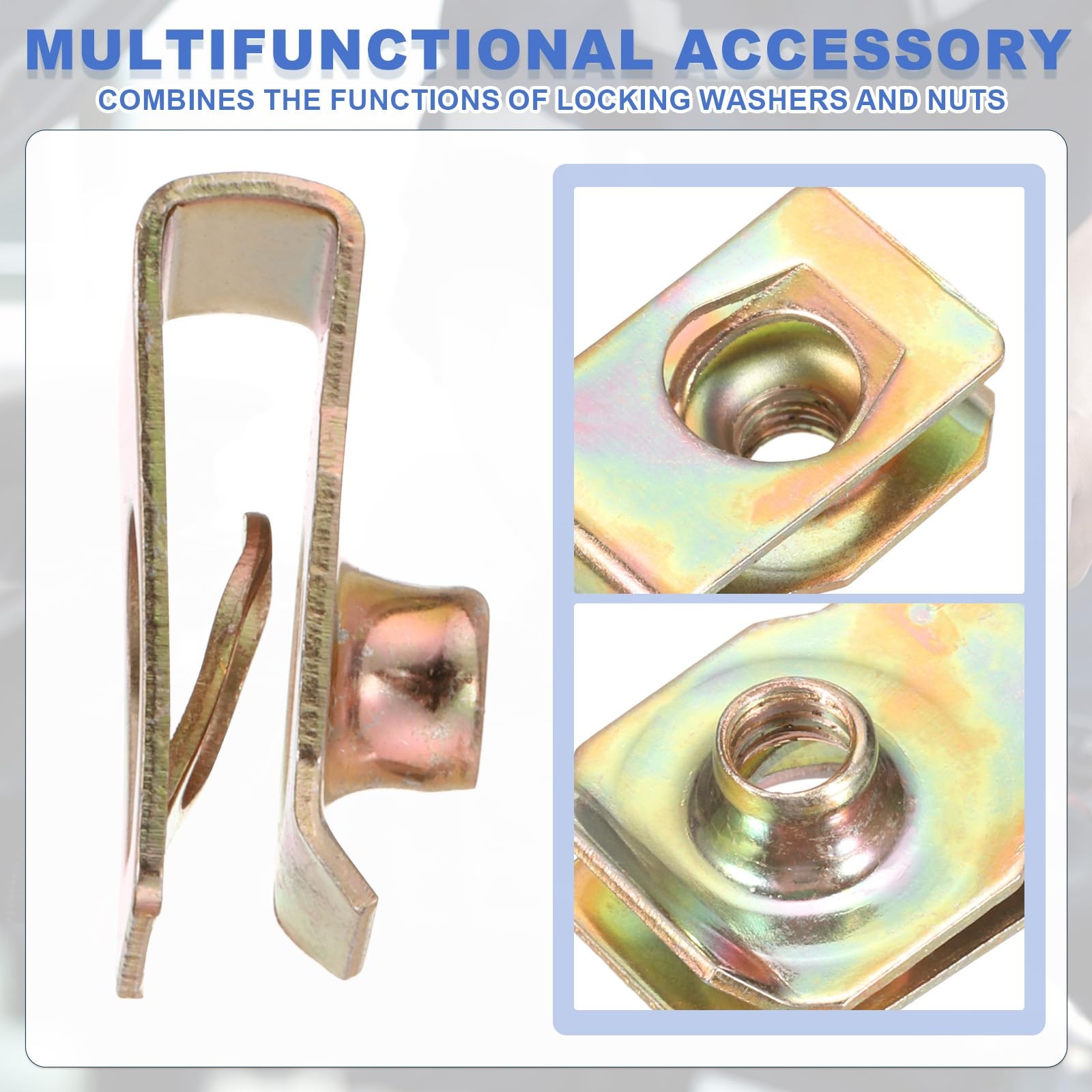 U-Style Clip-On Nut, 25 Pack M8-1.25 Regular Extruded U-Nut U-Type Fasteners ...