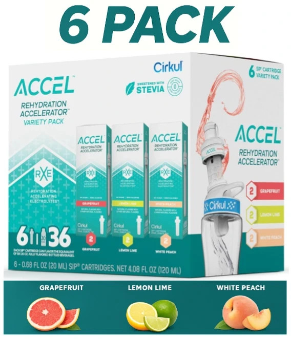 Cirkul Accel Flavor Cartridges 6 PACK Electrolytes 2xGfruit LmnLime WhtPeach Var
