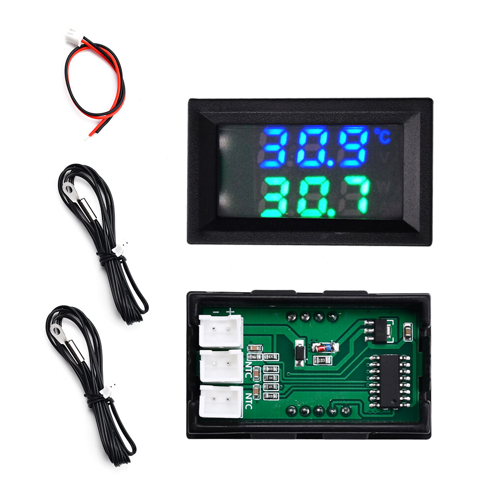 DC4-30V Thermometer Digital Temperature Sensor NTC Metal Sample Dual LED Display
