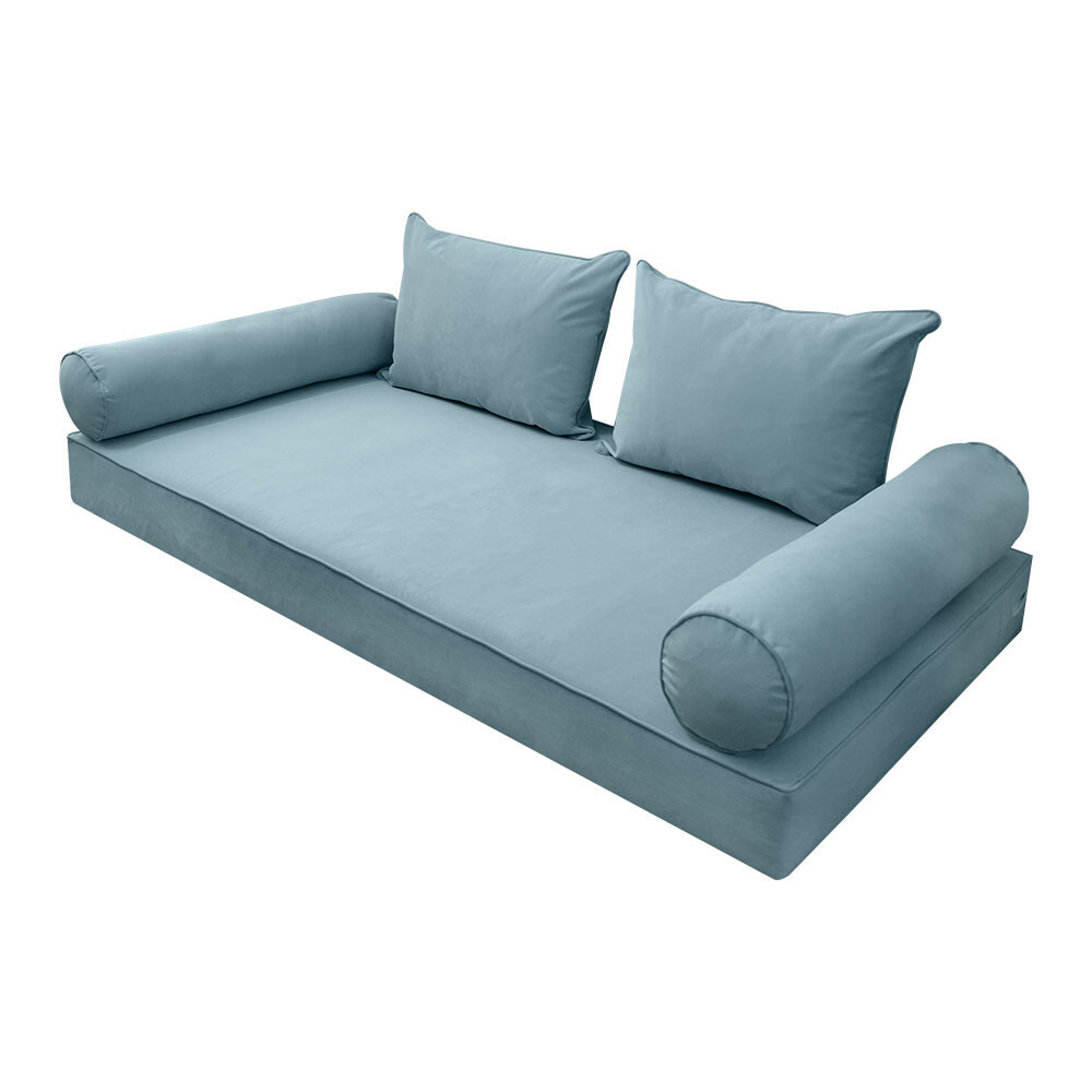 SLIPCOVER ONLY S.V4 Velvet Indoor Daybed Mattress Pillow Pipe Trim Twin-XL AD355