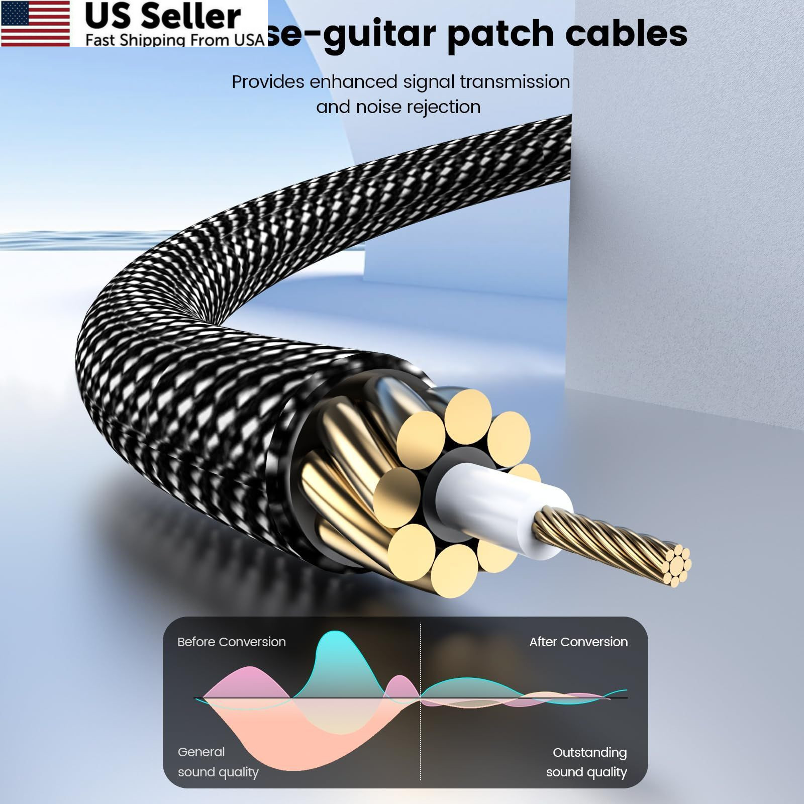 MOSWAG Guitar Patch Cables 3 Pack, 6 Inch Pedal Board Cable 3 Black
