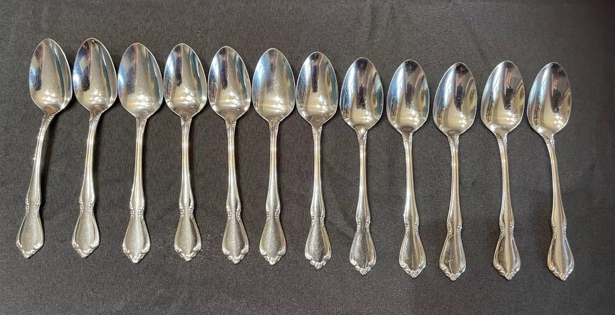 12 Oneida  Oneidacraft CHATEAU Deluxe Stainless TEASPOONS 6" EUC