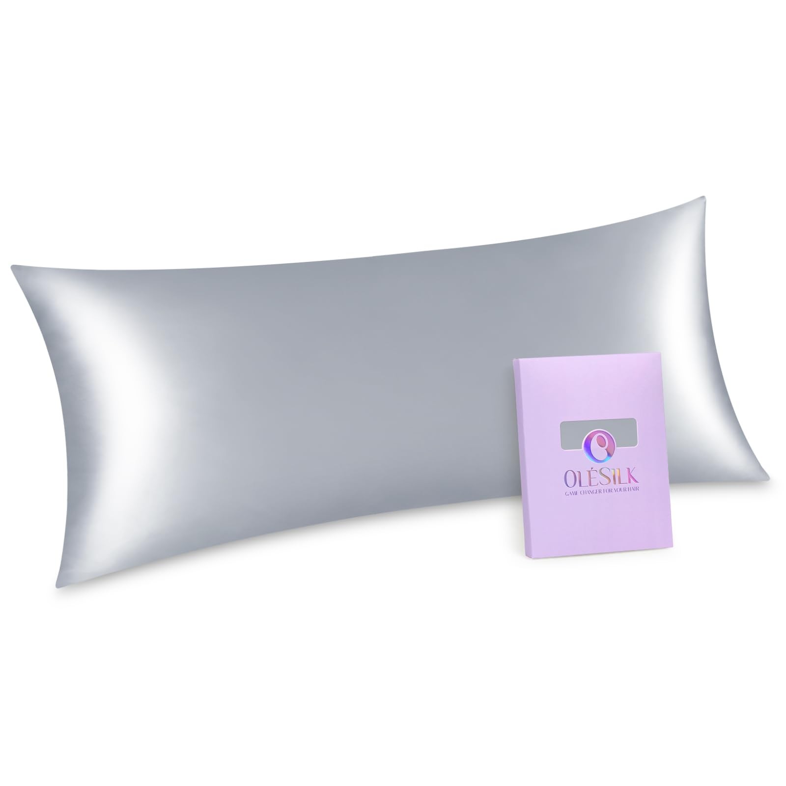 Silk Body Pillowcase 20x54 Zippered: 100% Mulberry Silk for Hair and Skin, Br...