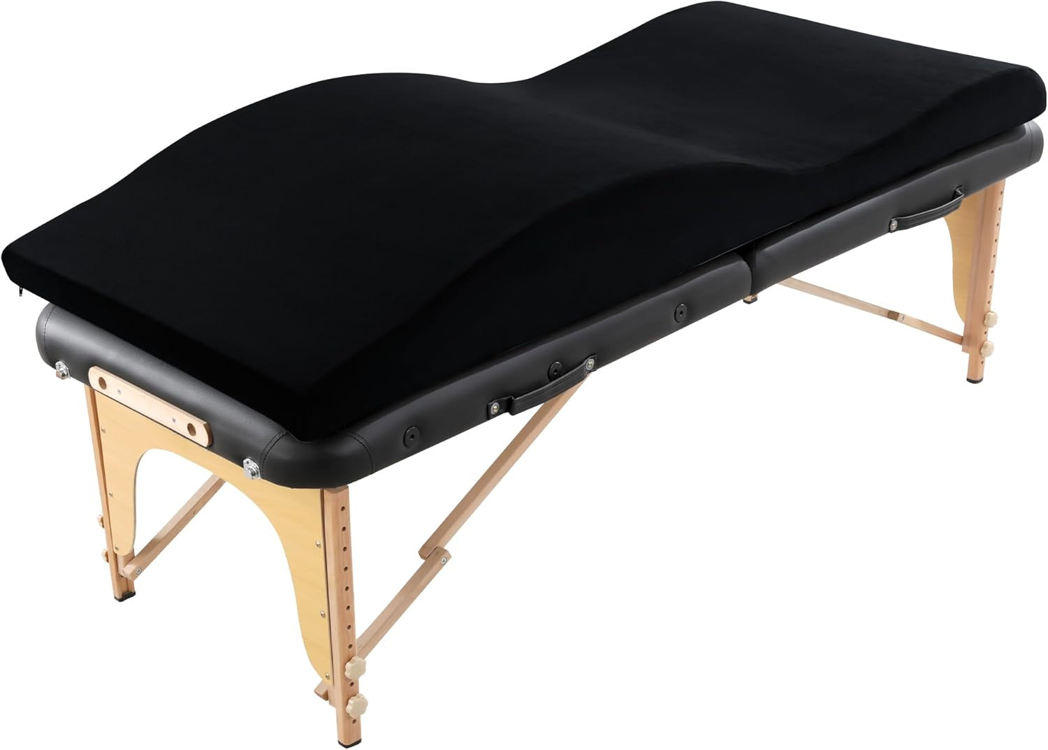 Ergonomic Foam Massage Bed Topper with Velvet Cover for Beauty Salons, Black