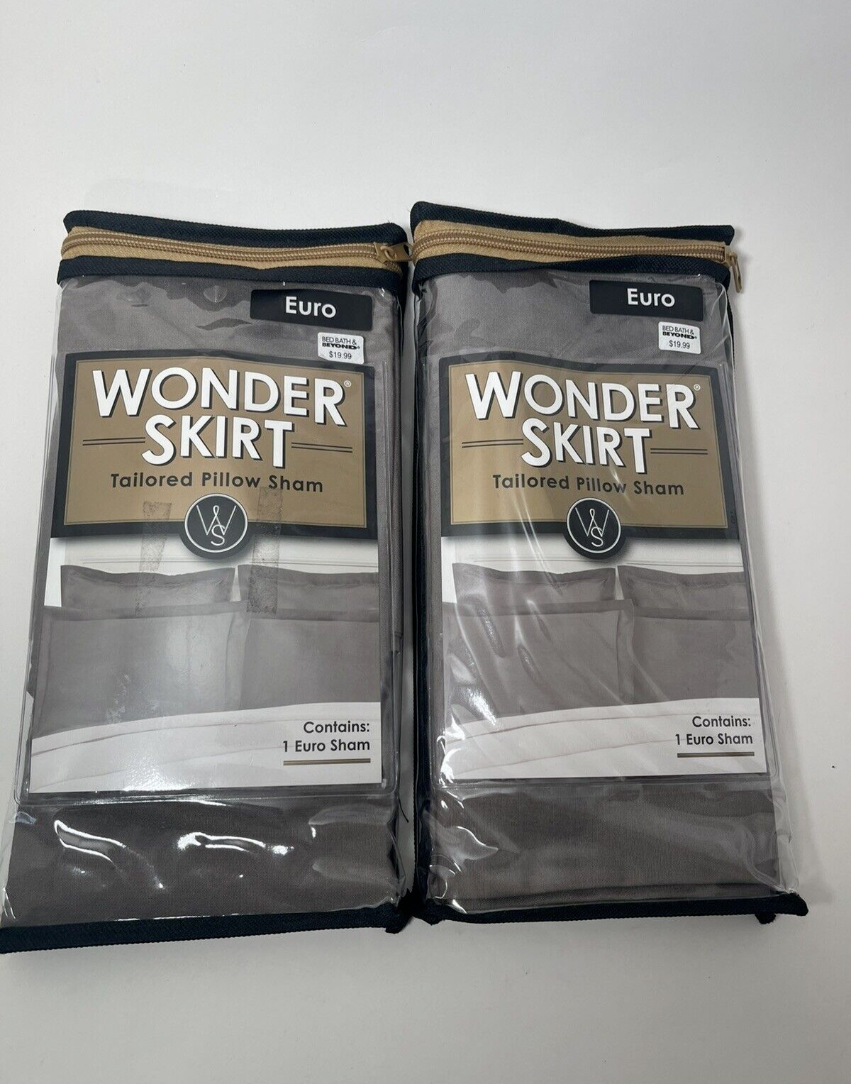 2x Wonder Skirt Tailored Pillow Sham European,Light Gray  26” x 26”, (FADED)