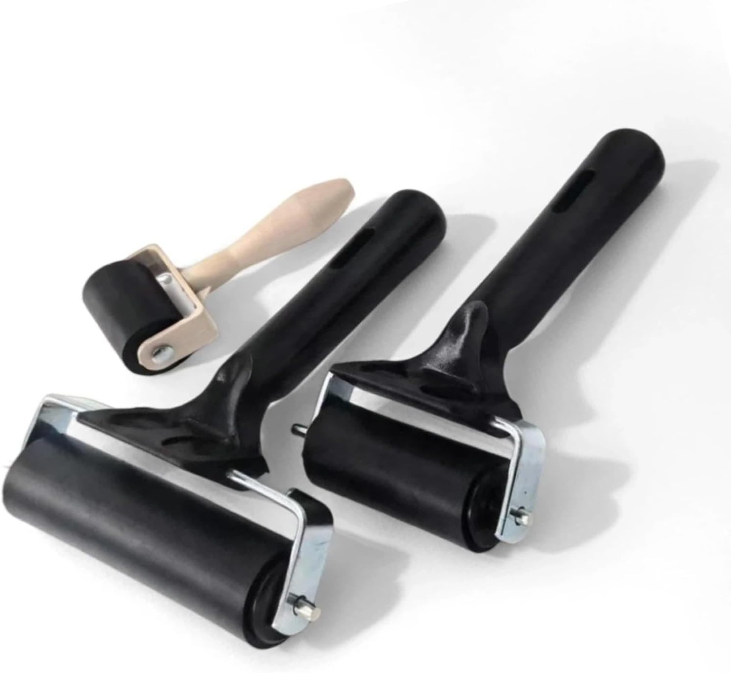 3 Pack Hard Rubber Brayer Rollers 1.4/2.4/4 Inch Printmaking Ink Stamping