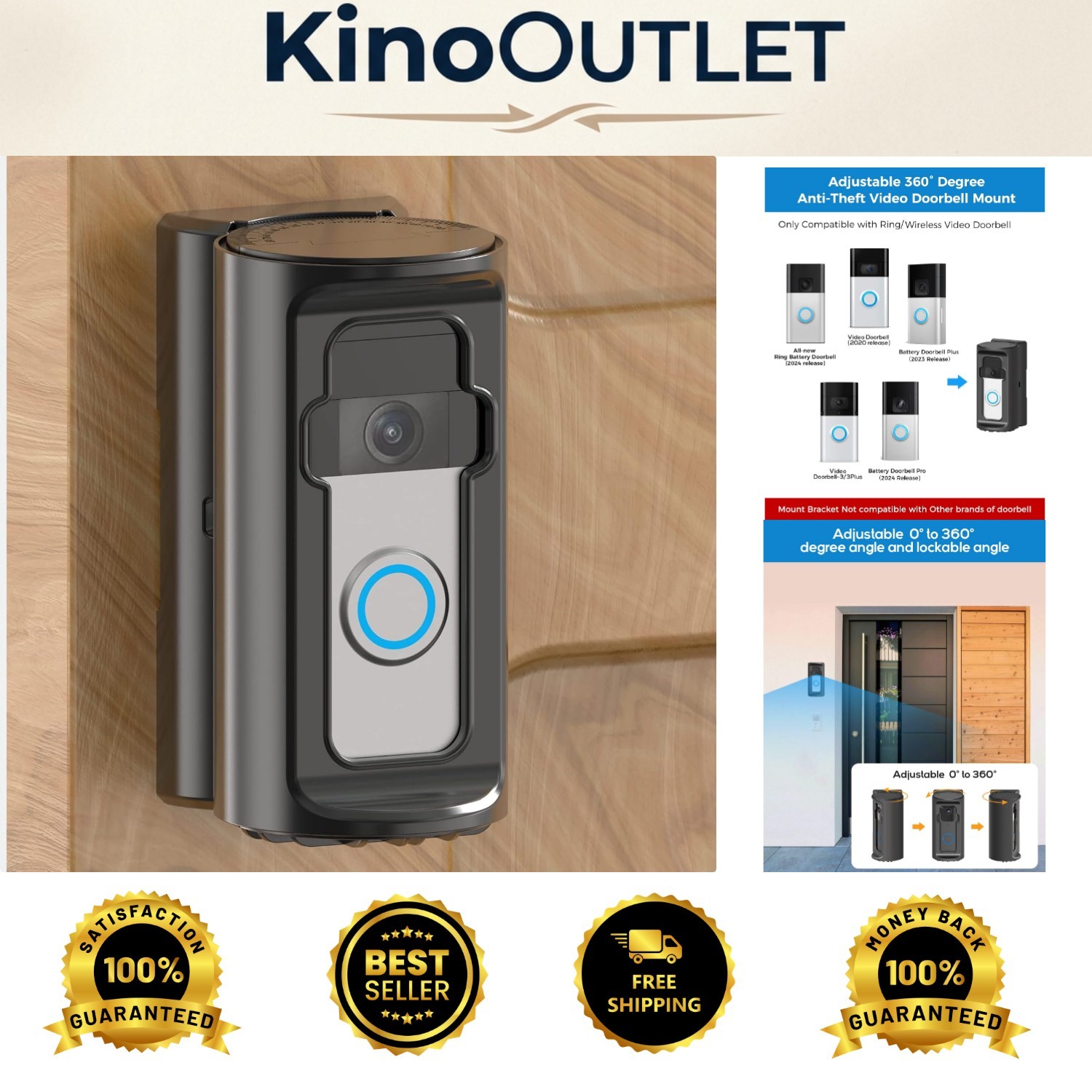 Advanced Anti-Theft Video Doorbell Mount with 360° Adjustable Angle - Easy Setup