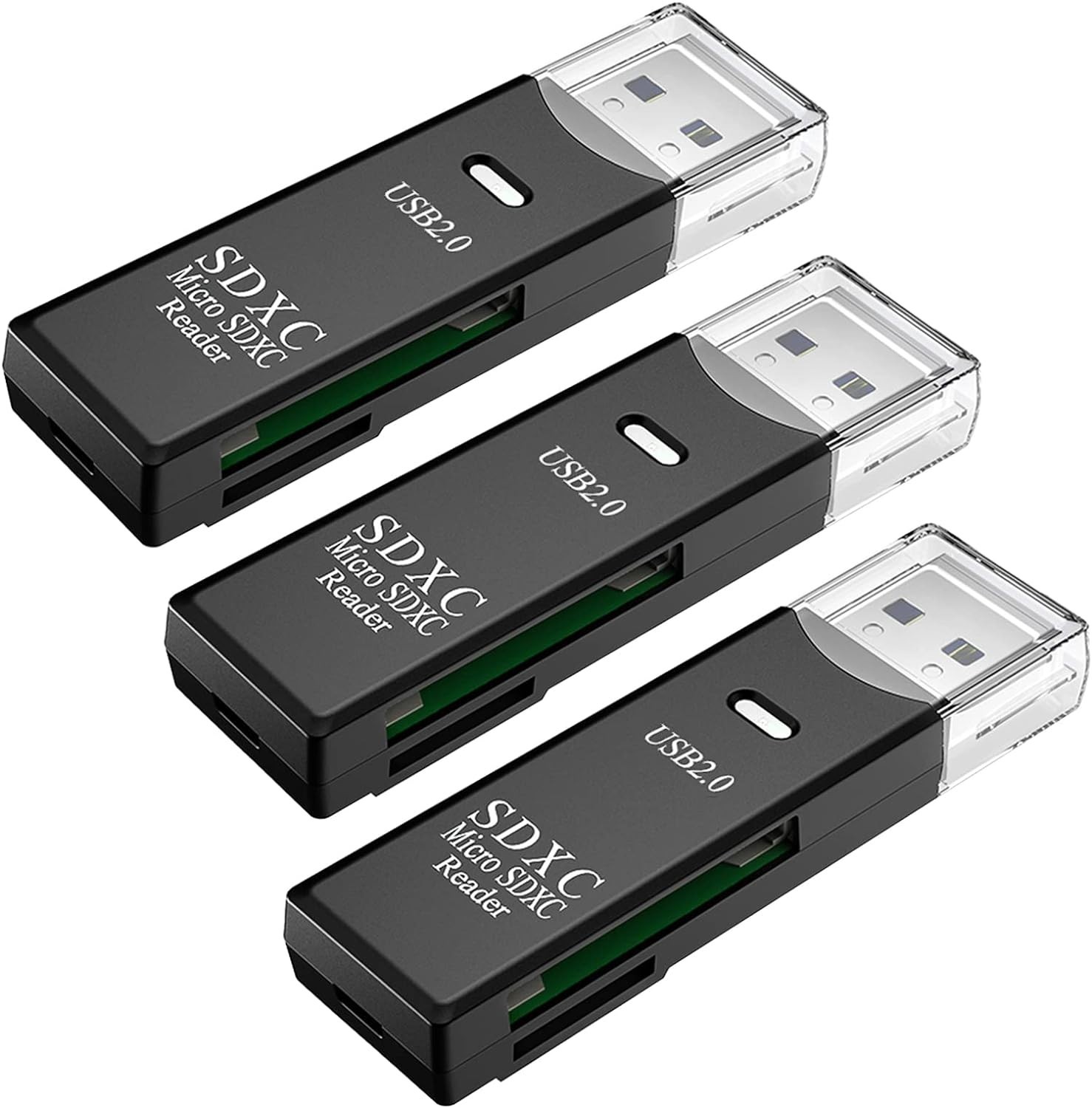 Compact 3-Pack USB Card Reader with Dual Slots for SD & Micro SD Transfer
