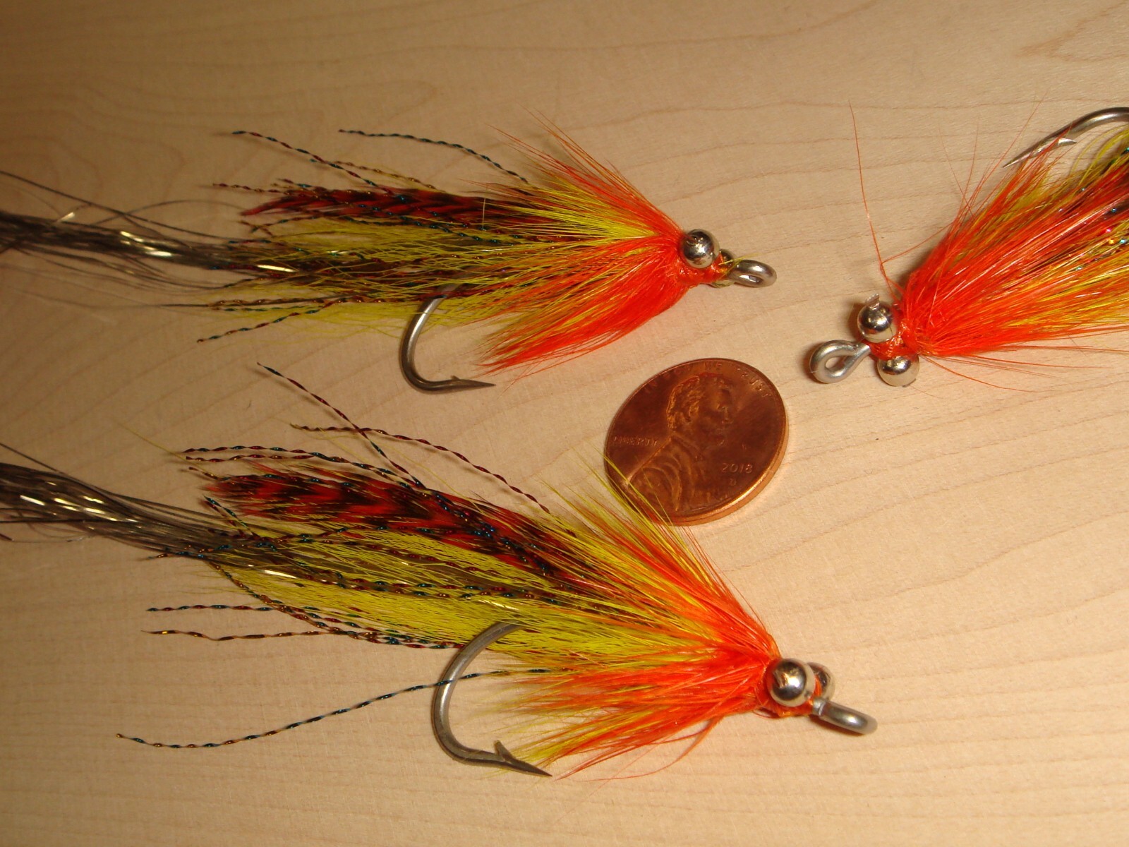 FLY FISHING FLIES - Or/Yell. FLASHTAIL WHISTLER (Silver Flash) size 3/0 (3 pcs)
