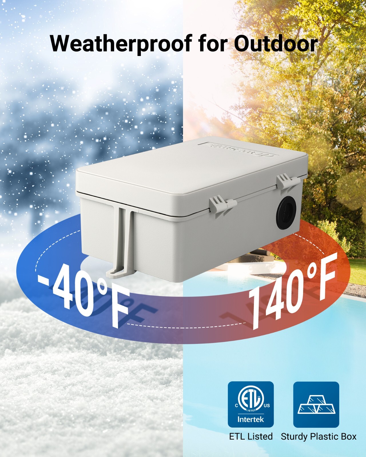 DEWENWIL Pool Pump Timer, Outdoor Digital Timer Box Heavy Duty 7Day Programmable