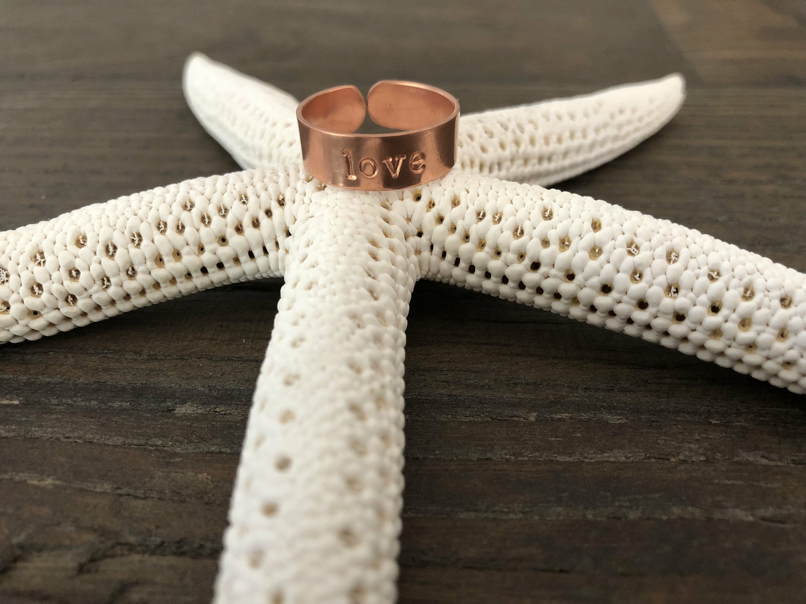 Custom Hand Stamped Brass Ring - Love
