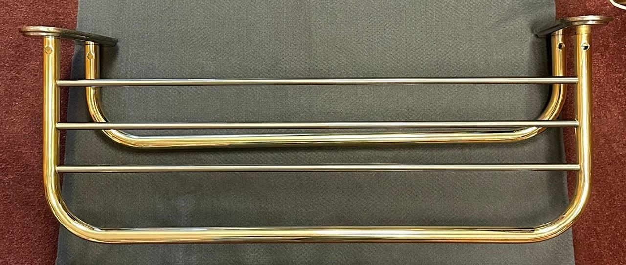 24" Towel Shelf with 1 Bar Satin Nickel and Polished Brass