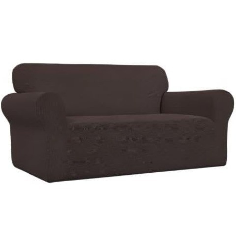 Upholstery cover, soft, elasticated at the bottom, chocolate coloured