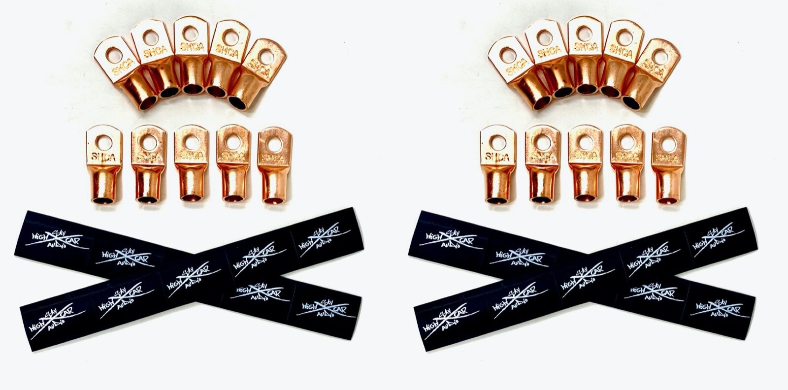 (20) 0 Gauge Copper Ring Terminals w/ BLACK Heat Shrink Tubing 1/0 GA LUGS 3/8"