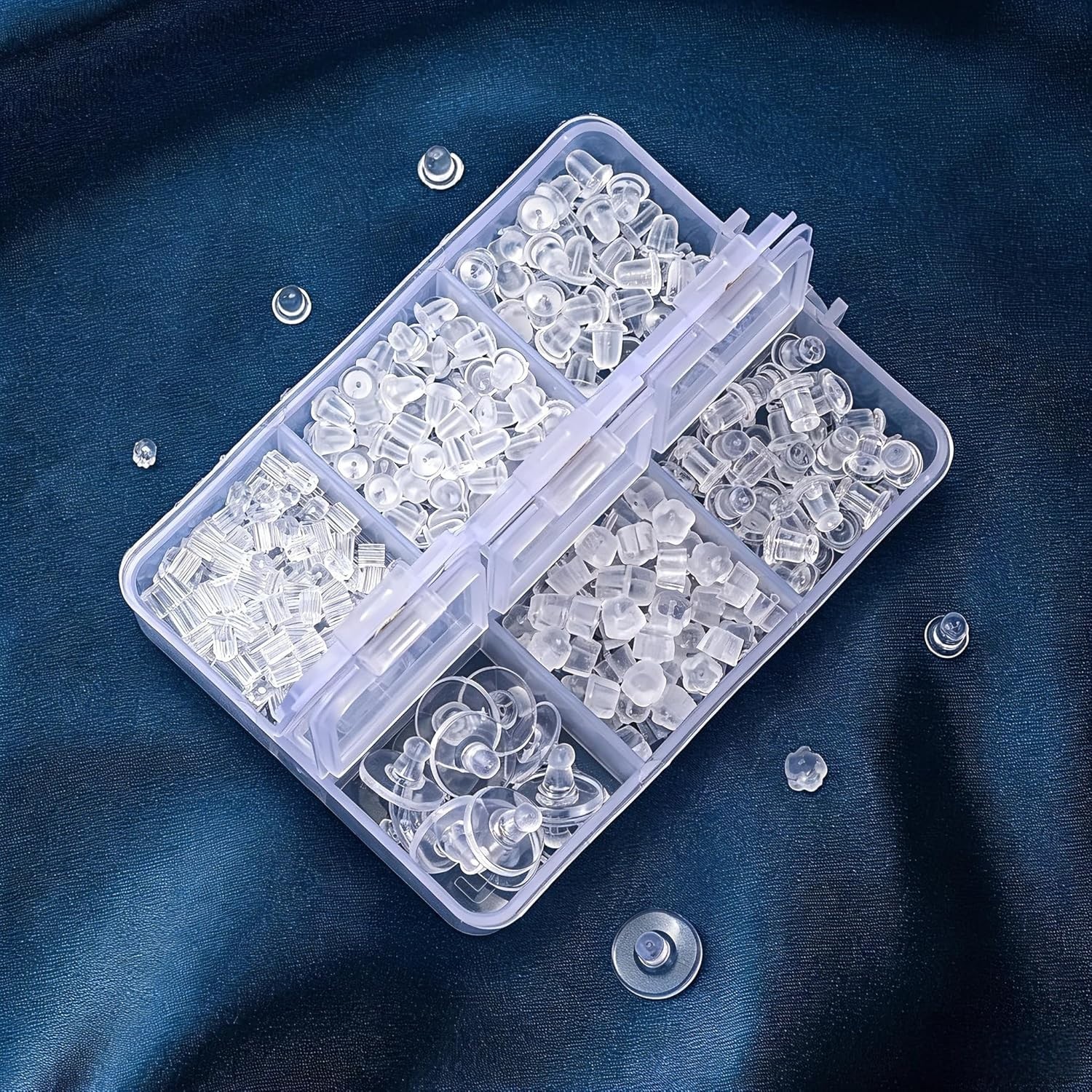 6 Styles 600Pcs Silicone Earring Backs, Clear Soft Plastic Rubber Earring Bac...