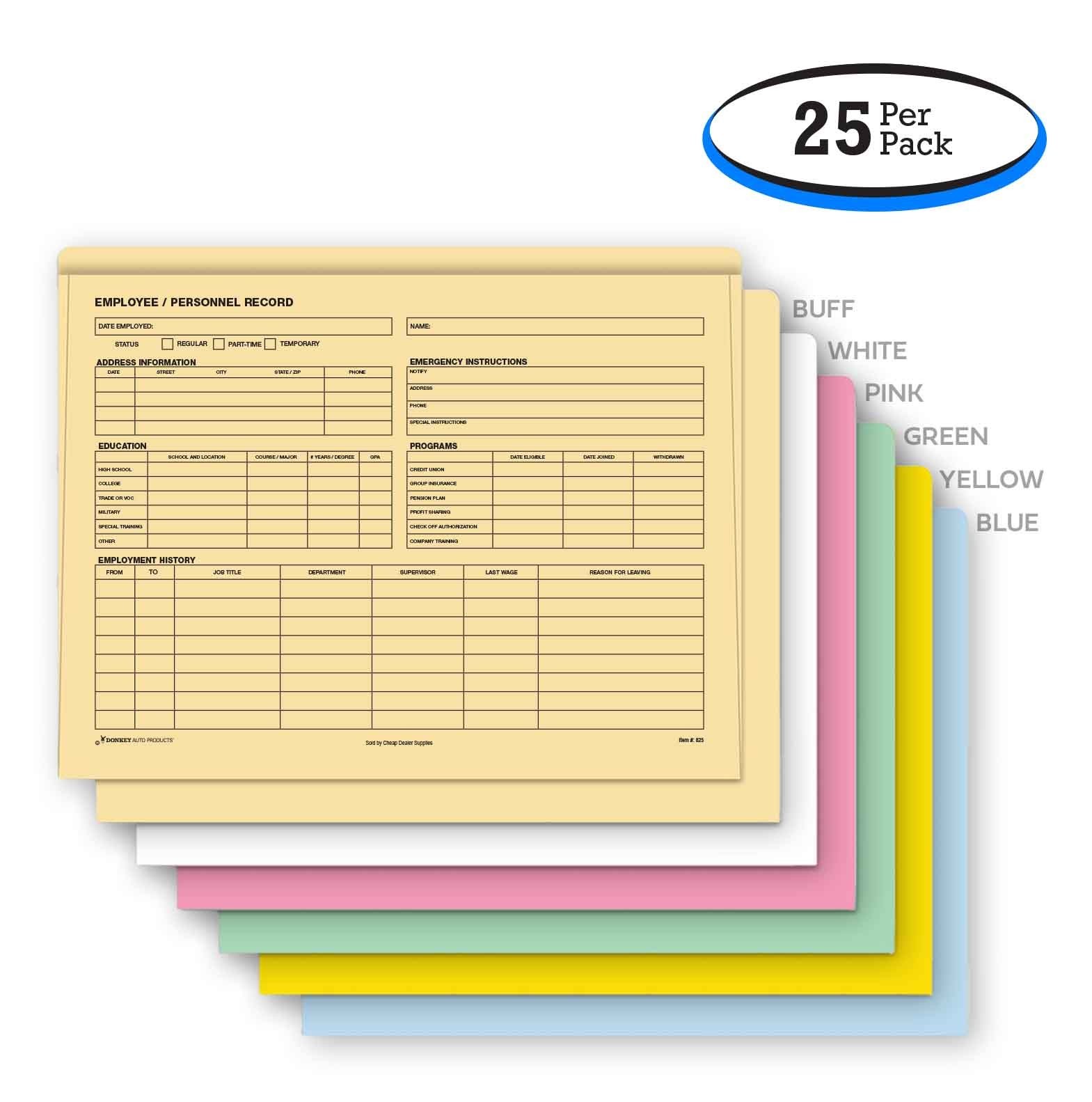 Employee Personnel Record Folders (25 Per Pack)
