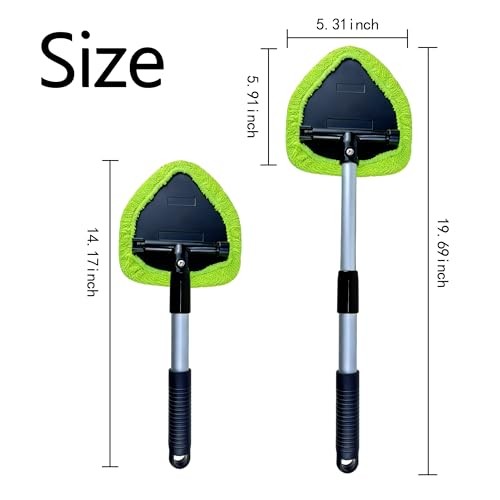 Microfiber Car Windshield Cleaning Tool with Extendable Handle,Car green