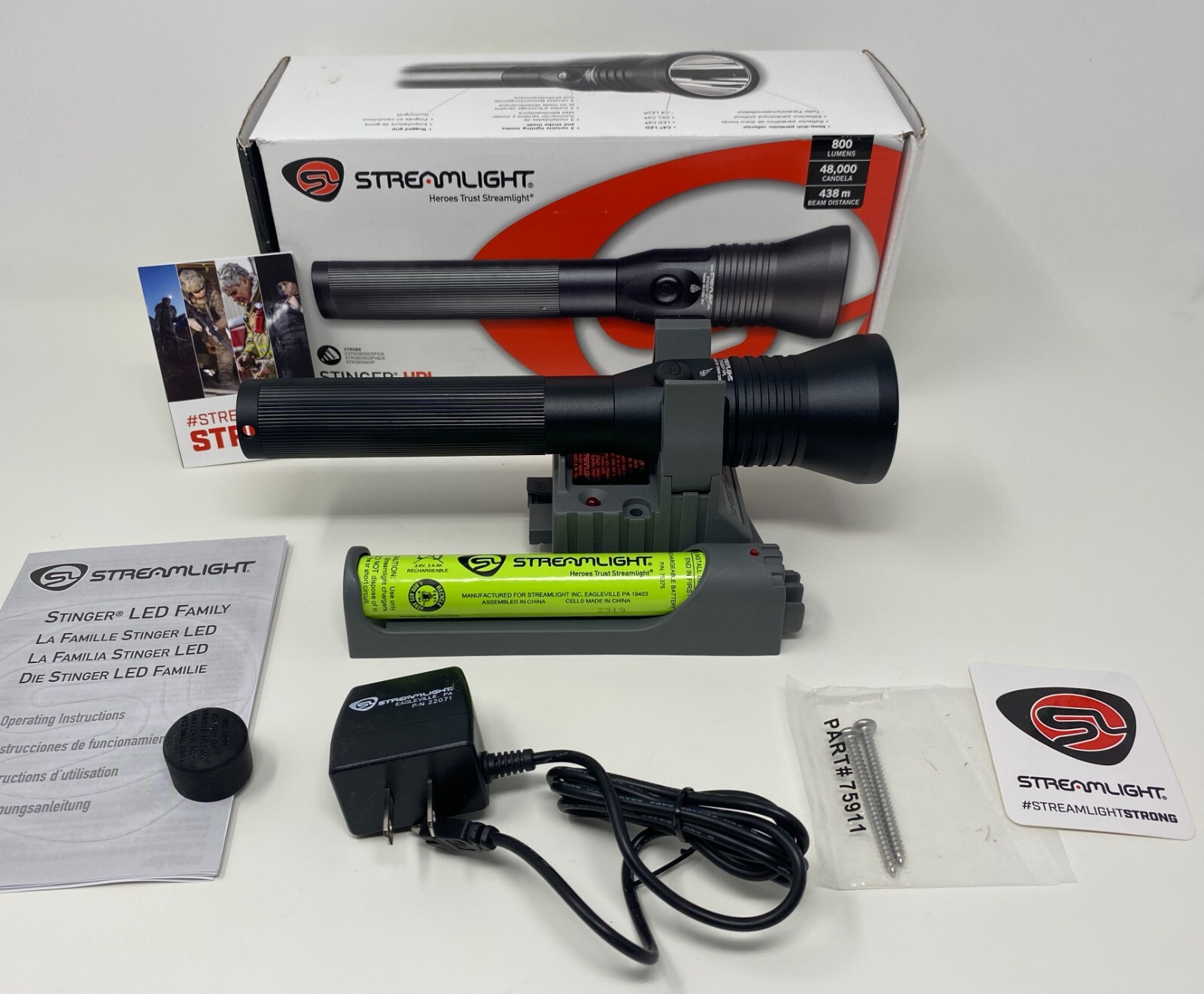 Streamlight 75783 Stinger HPL 800-Lum LED Flashlight, AC SMART Piggyback Charger