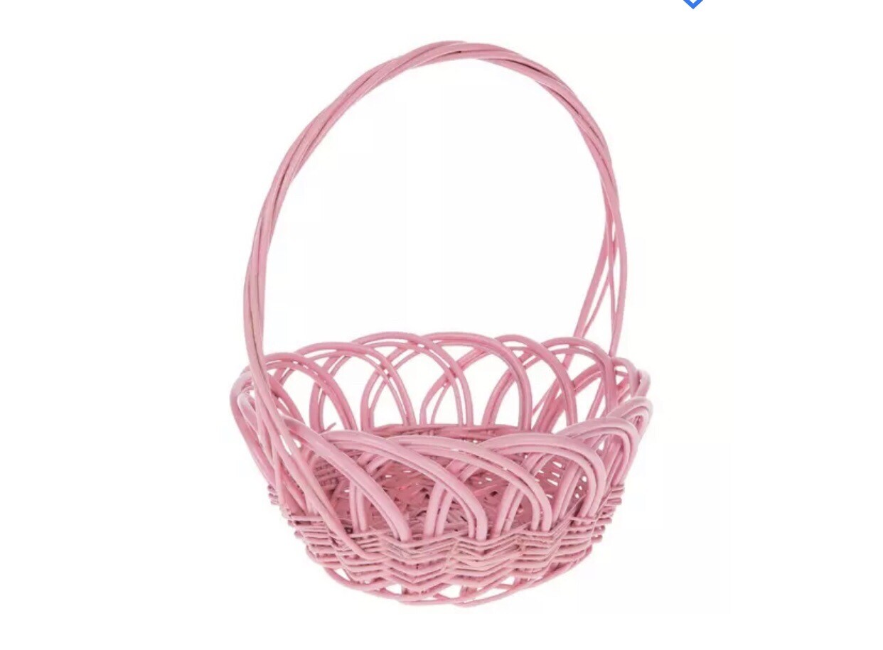 Easter Pink Gathering Basket, Woven Farmhouse Décor 13.15Inx15.5In