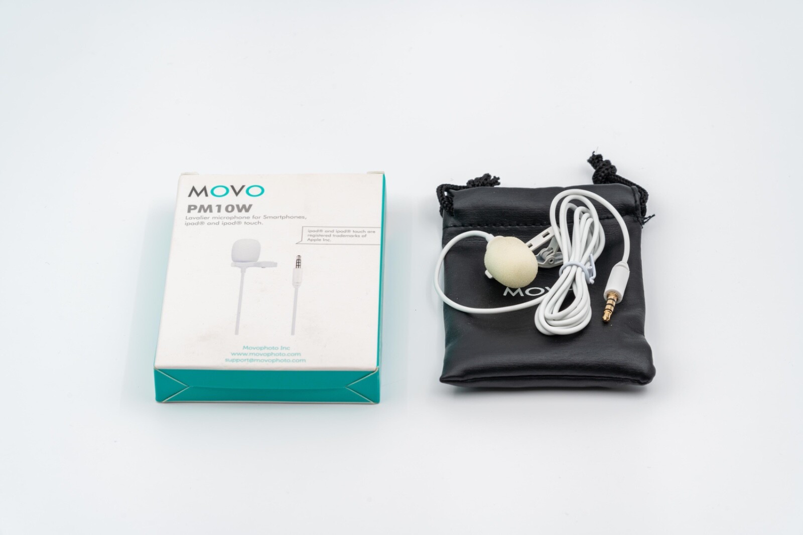 Movo PM10W Omnidirectional Lavalier Microphone for Smartphones (TRRS, White)