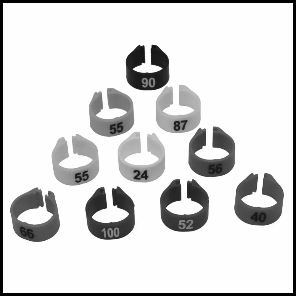 100 pcs 12MM 14MM Bird Plastic Clip Rings  Pigeon colored foot ring No.1-100