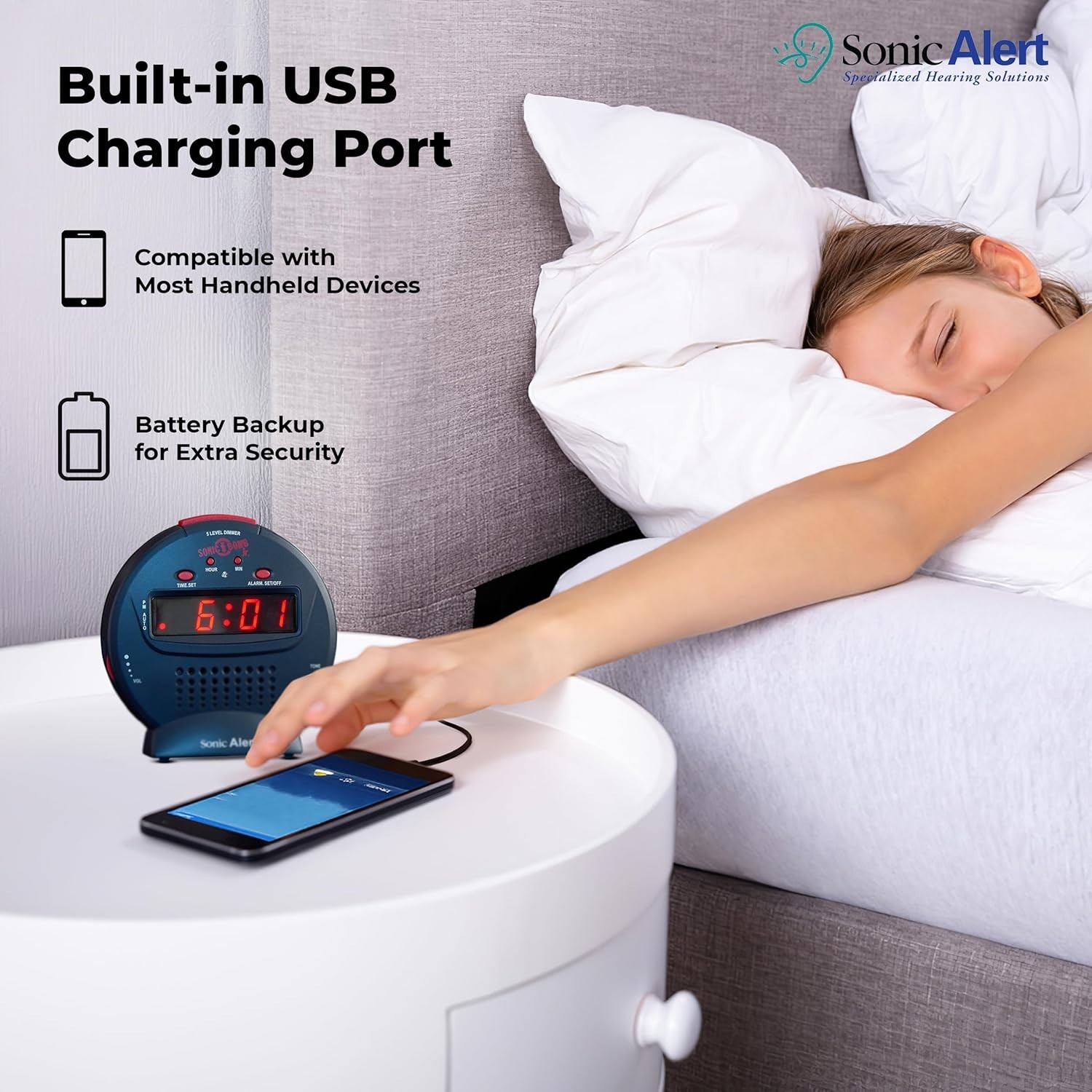 Compact Digital Alarm Clock with Snooze & Brightness Control - Stylish Black