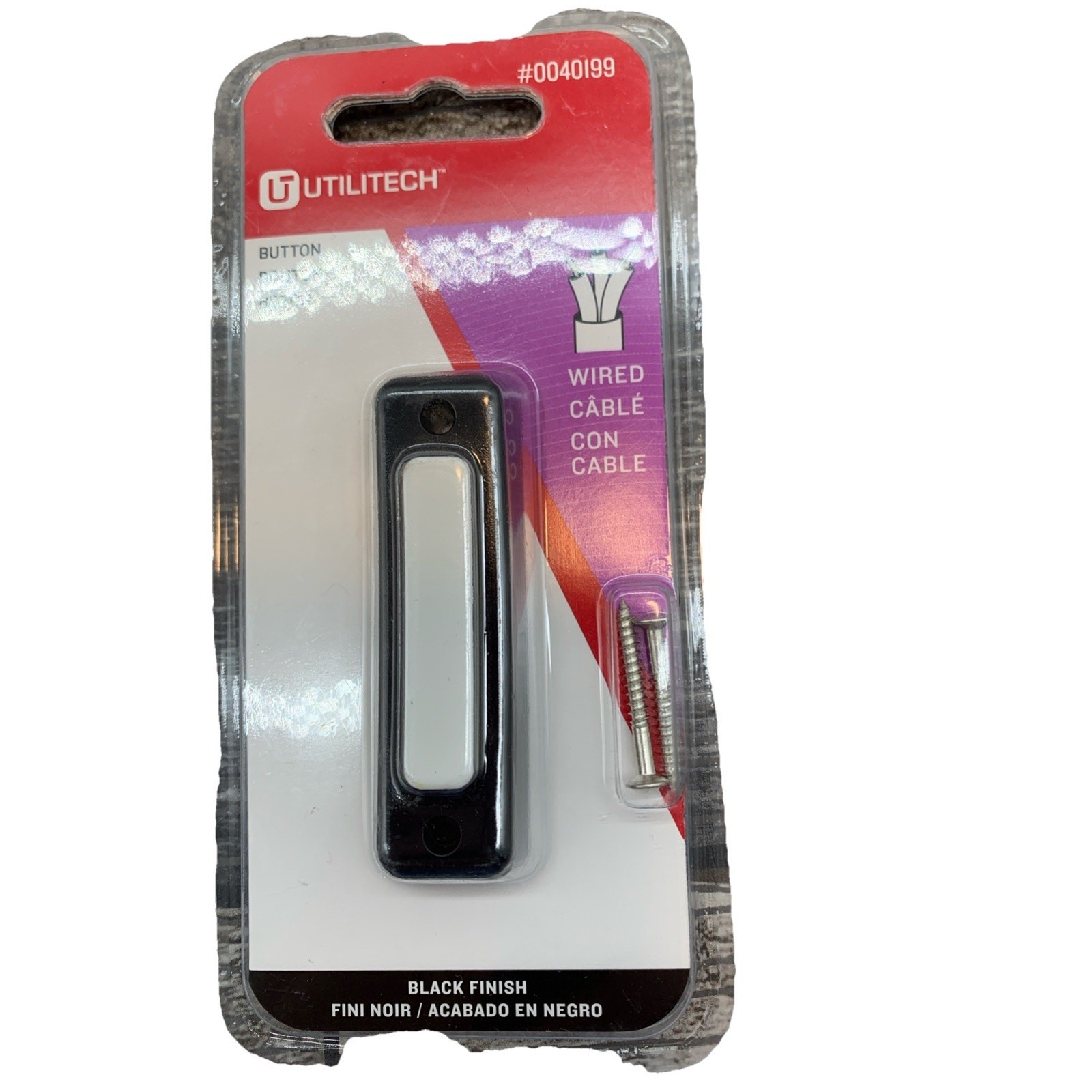 Utilitech Wired Button Doorbell #0040199 Black Finish {60}