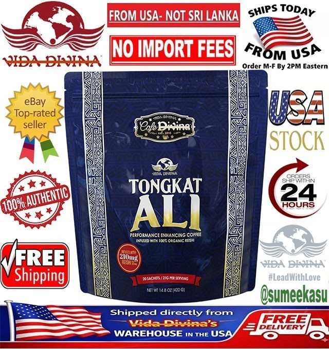 CaféDivina TongkatAli Coffee Reishi Ginseng Energy Blend 20 Sachets - Exp.2028🔥