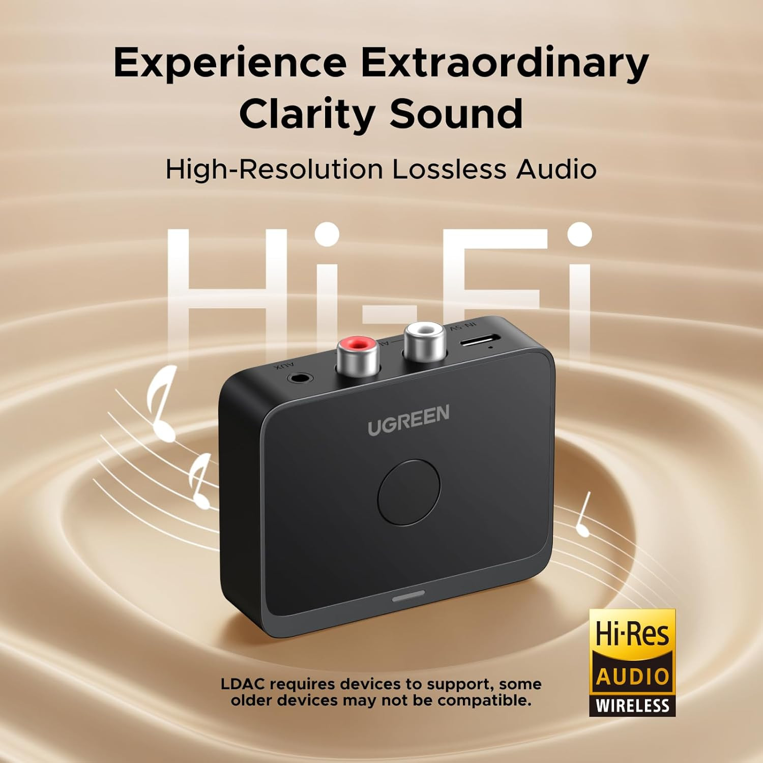 Bluetooth 6.0 Receiver with LDAC, Hi-Res Wireless Audio Adapter with Low Latency