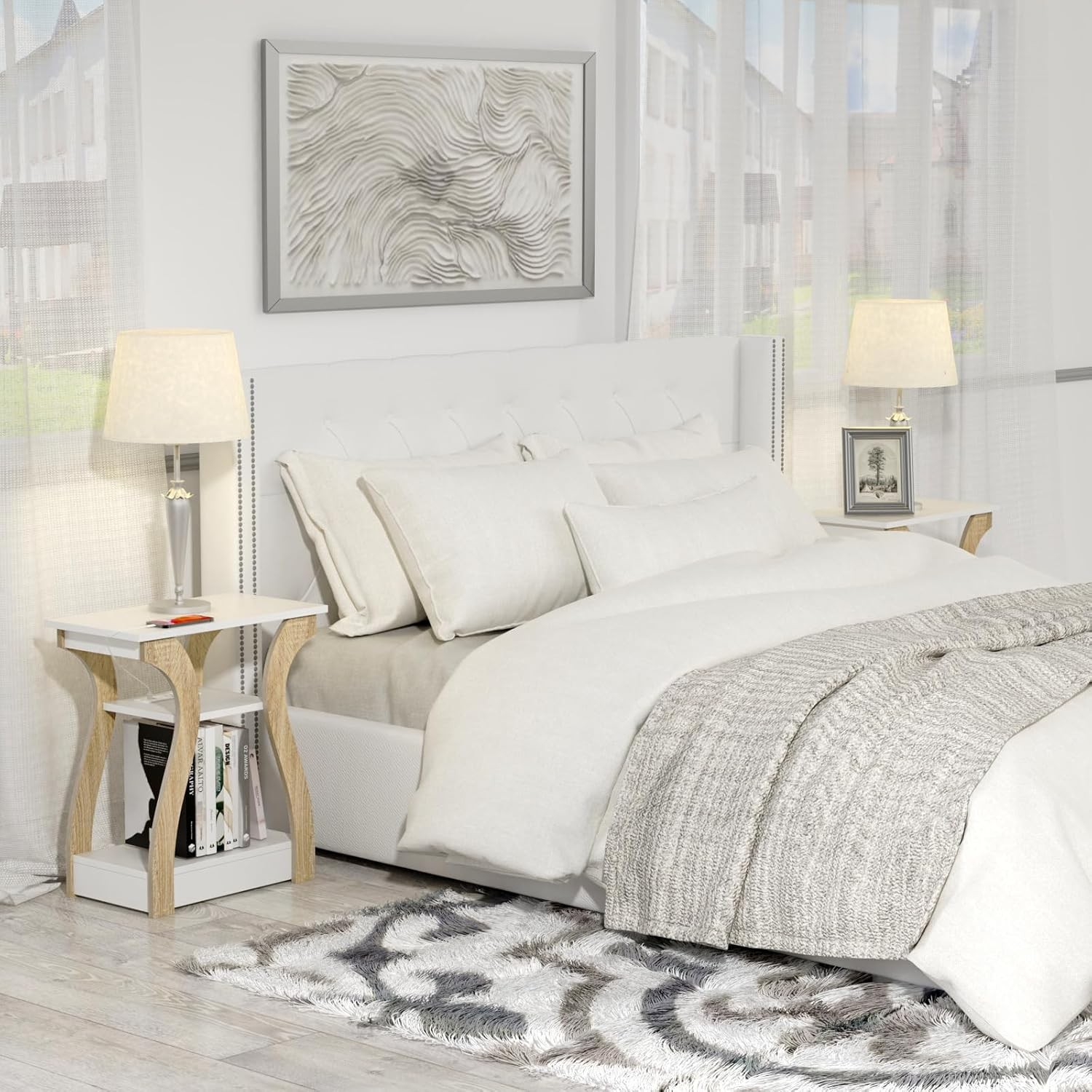 End Table W/ Charging Station Side Table W/ USB Ports & Outlets Nightstand 3