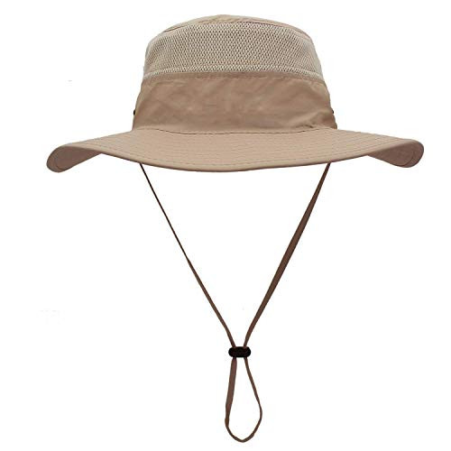 Duakrs Unisex Wide Brim Sun Hat,Outdoor UPF 50+ Waterproof One Size Beige