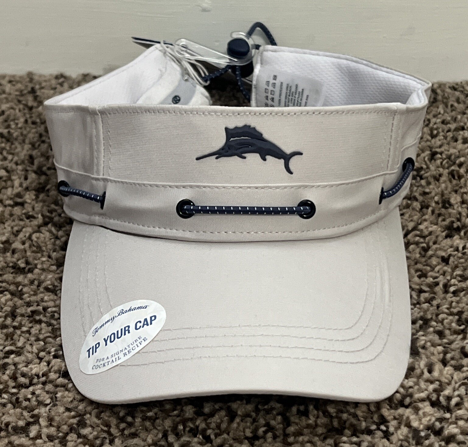 Tommy Bahama Khaki Visor Adjustable Fishing Beach Outdoor Boat Sun Hat Cap NWT