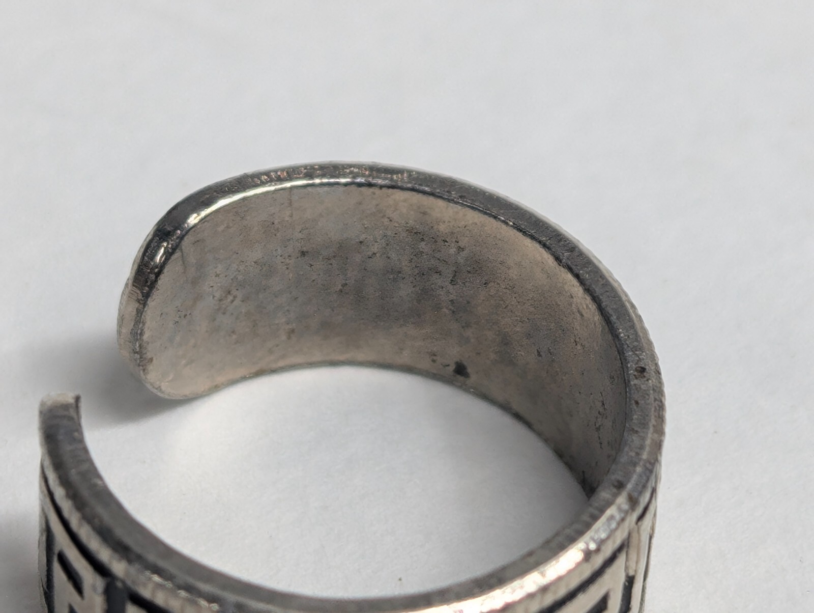 Vintage Silver-Tone Greek Key Design Toe Ring Adjustable Size