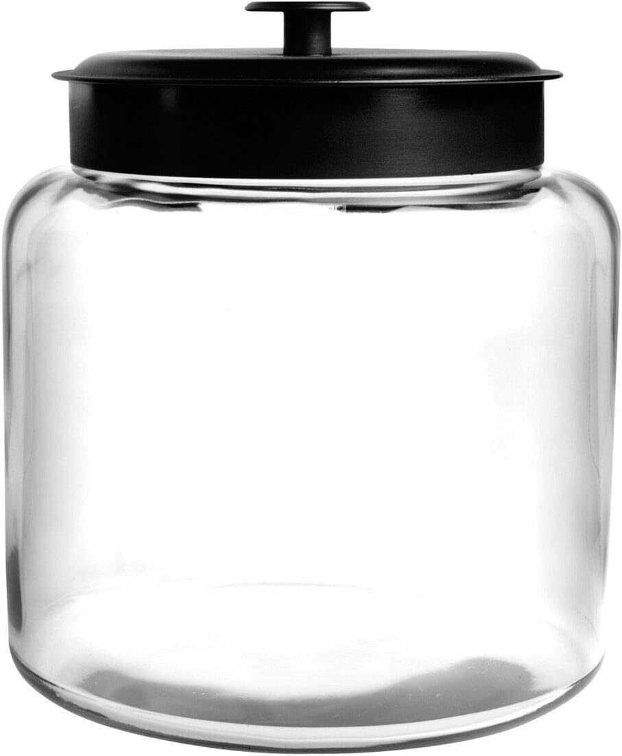 Anchor Hocking 1.5 Gallon Montana Glass Jar with Fresh Seal Lid, Black Metal,
