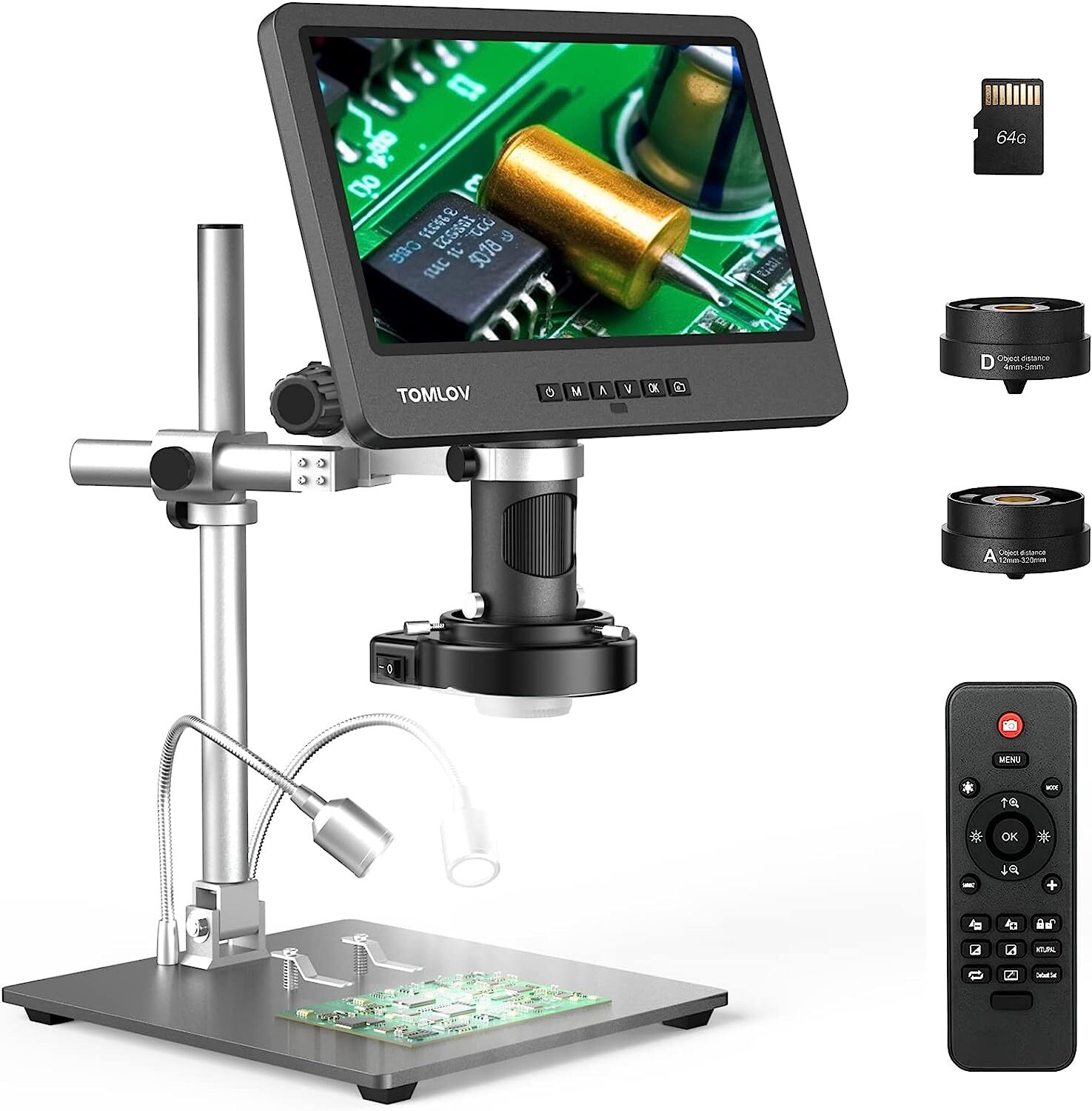TOMLOV 10.1" Digital Microscope 2000x Soldering Microscope Entire Coin Microscop