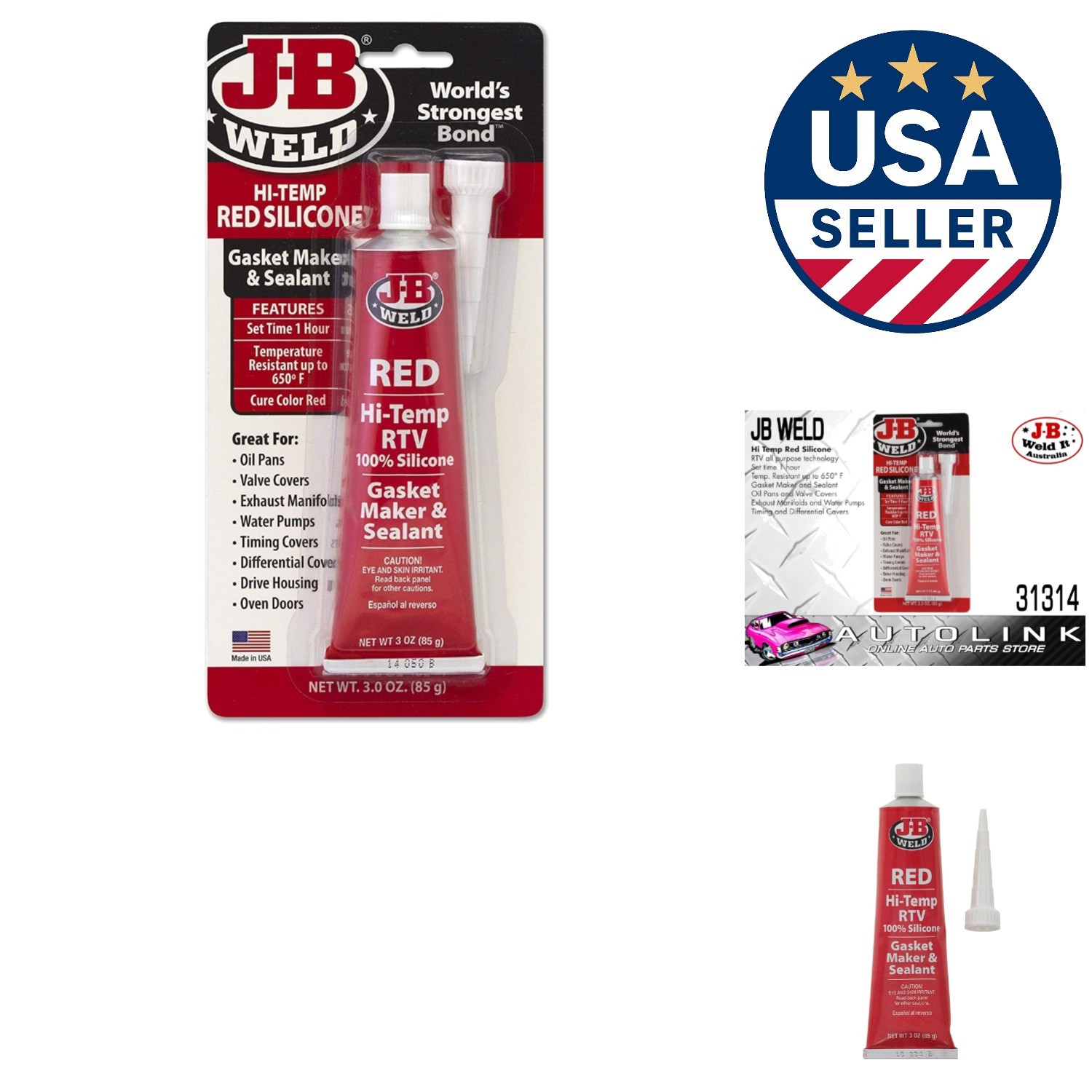 RTV Silicone Gasket Maker - High-Temperature Waterproof Adhesive, 3 oz
