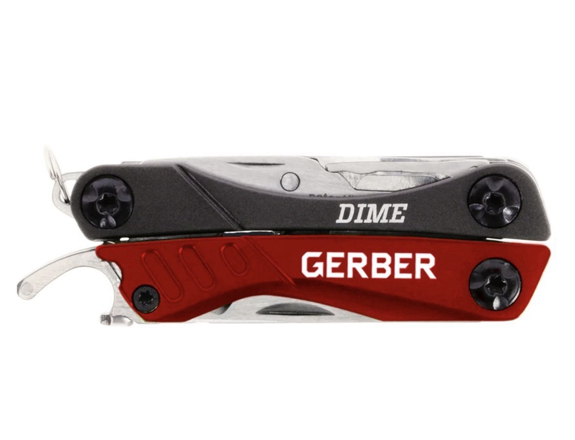 Gerber Dime Multi-Tool Red/Black - Folding Pliers, Scissors, Bottle Opener