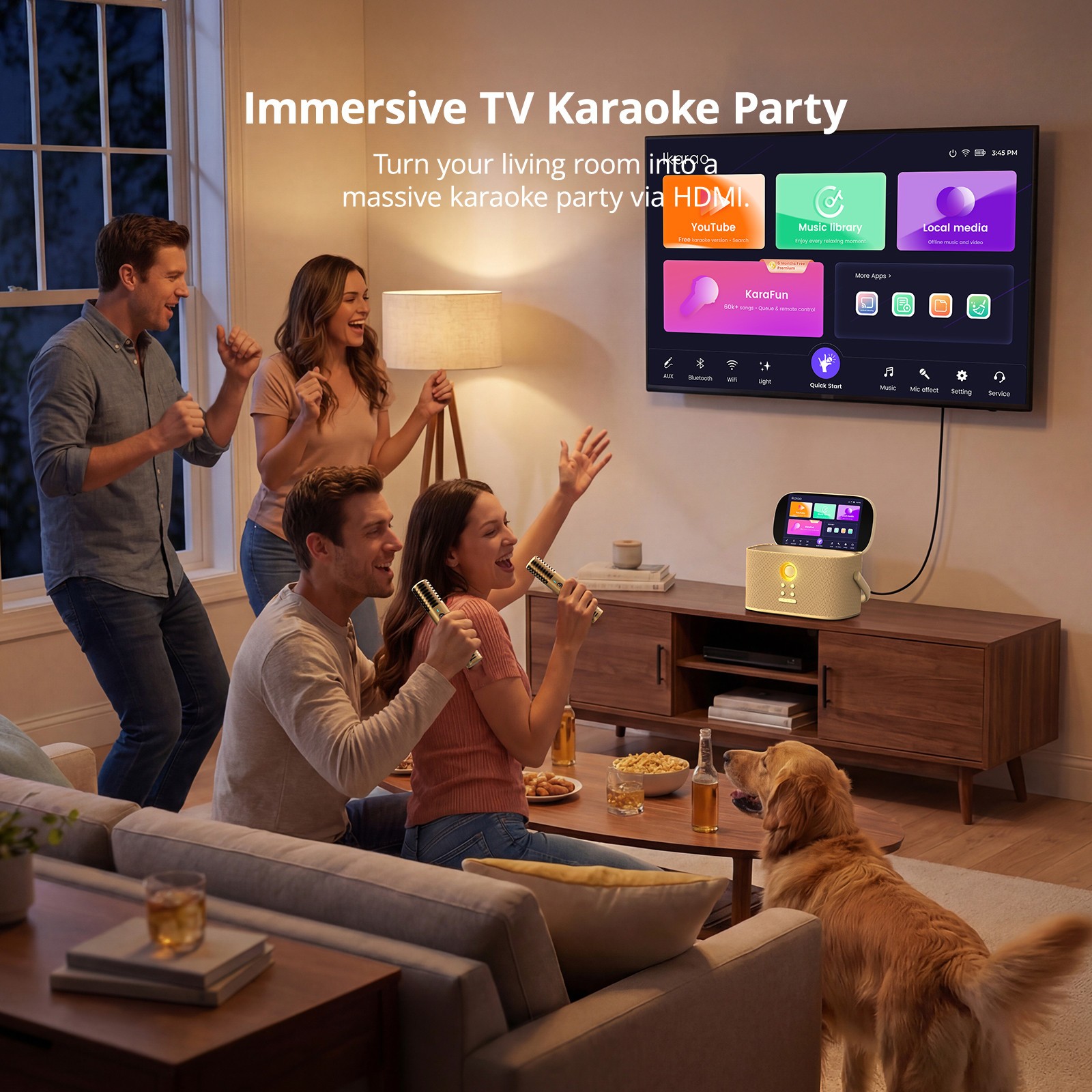 Ikarao Shell S2 Karaoke Machine, 140W Speaker, with Lyrics Display Screen & HDMI